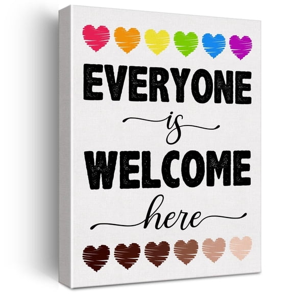 Everyone Is Welcome Here Diversity Wall Art Canvas poster  Inclusion Artwork LGBTQ Canvas  for Classroom Decor poster