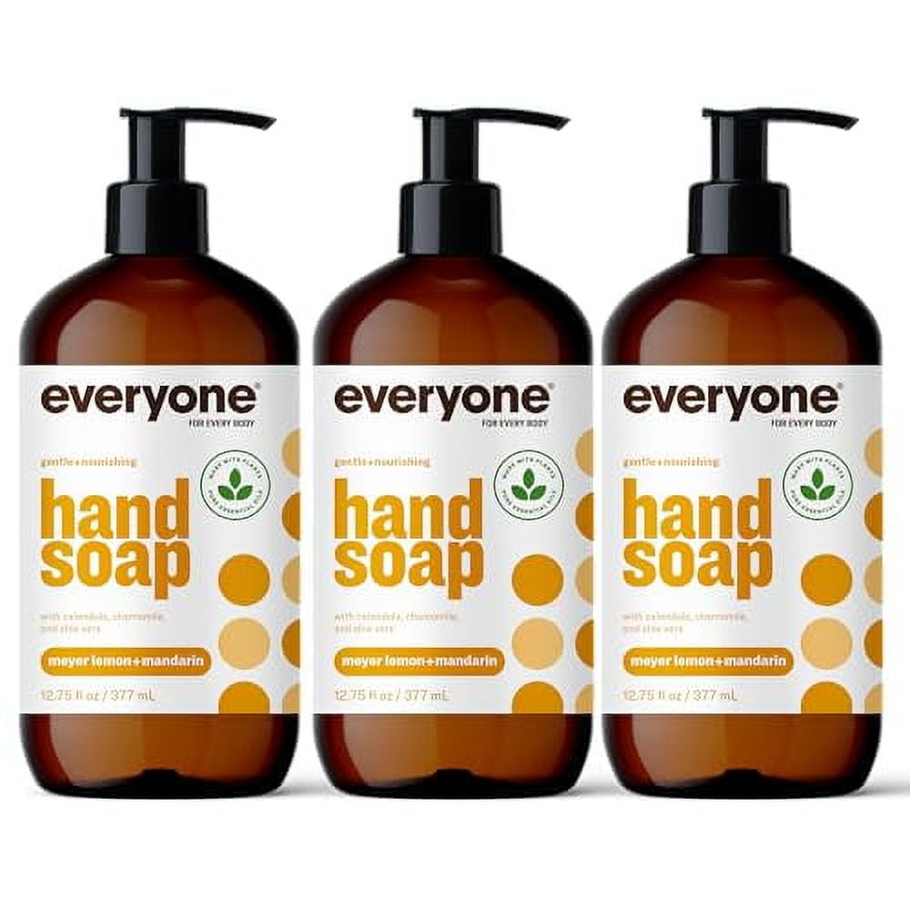 Everyone Liquid Hand Soap, 12.75 Ounce (Pack of 3), Meyer Lemon and Mandarin, Plant-Based Cleanser with Pure Essential Oils C6