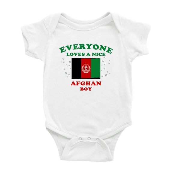 Everyone Loves a Nice Afghan Boy Baby Romper Bodysuit (White, 18-24 Months)