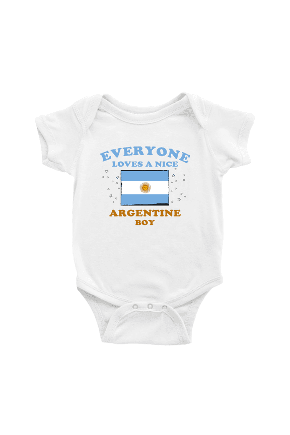 Everyone Loves a Nice Argentine Boy Baby Bodysuits Newborn Clothes (White, 3-6 Months)