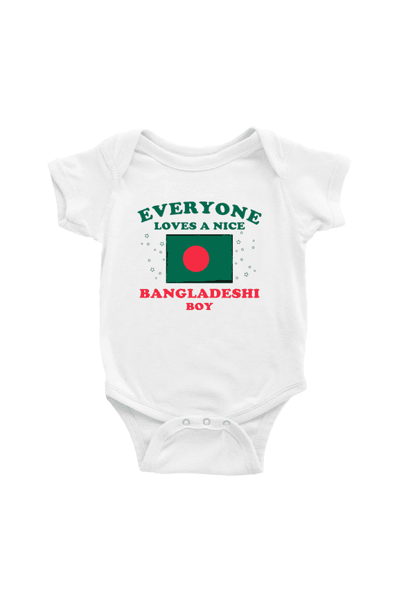 Everyone Loves a Nice Bangladeshi Boy Cute Baby Bodysuit (White, 3-6 Months)