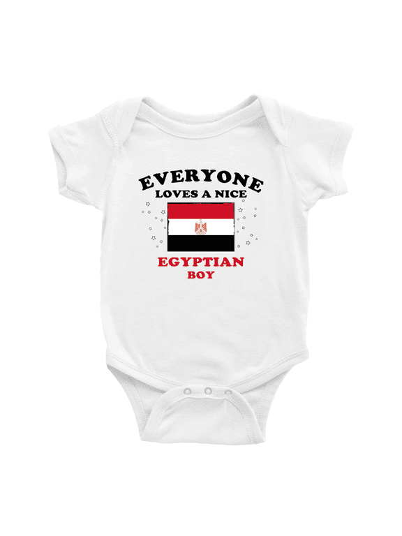 Everyone Loves a Nice Egyptian Boy Baby Bodysuits (White, 0-3 Months)