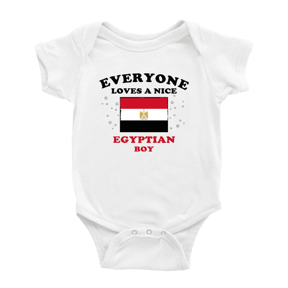 Everyone Loves a Nice Egyptian Boy Baby Bodysuits (White, 3-6 Months)