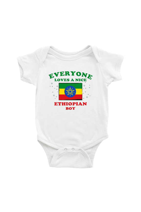 Everyone Loves a Nice Ethiopian Boy Baby Romper Bodysuit (White, 18-24 Months)