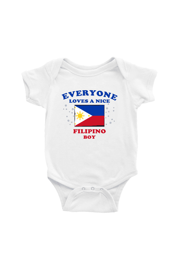Everyone Loves a Nice Filipino Boy Baby Bodysuit Newborn Clothes Outfits (White, 18-24 Months)