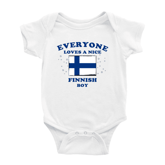 Everyone Loves a Nice Finnish Boy Baby Romper Bodysuit For Boy Girl (White, 18-24 Months)