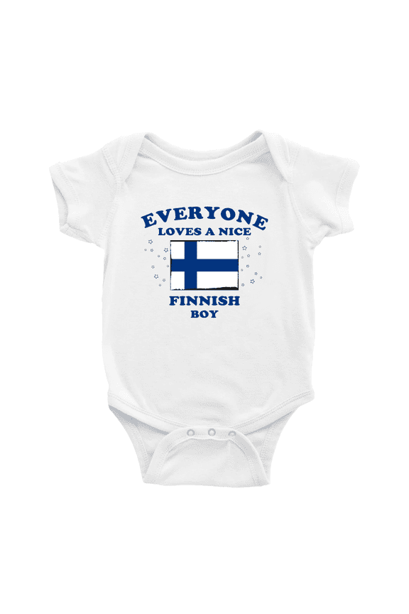 Everyone Loves a Nice Finnish Boy Baby Romper Bodysuit For Boy Girl (White, 6-12 Months)