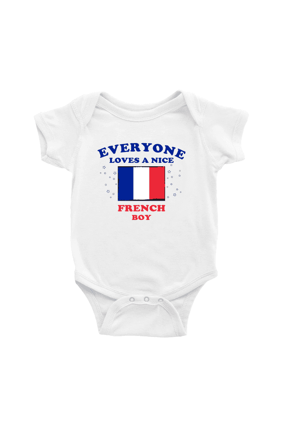 Everyone Loves a Nice French Boy Baby Bodysuit Newborn Clothes Outfits (White, 12-18 Months)
