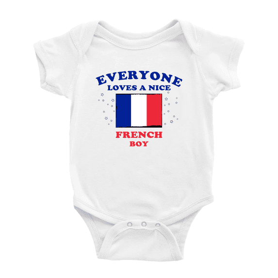 Everyone Loves a Nice French Boy Baby Bodysuit Newborn Clothes Outfits (White, 3-6 Months)
