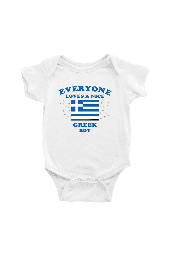 Everyone Loves a Nice Greek Boy Cute Baby Bodysuits (White, 12-18 Months)