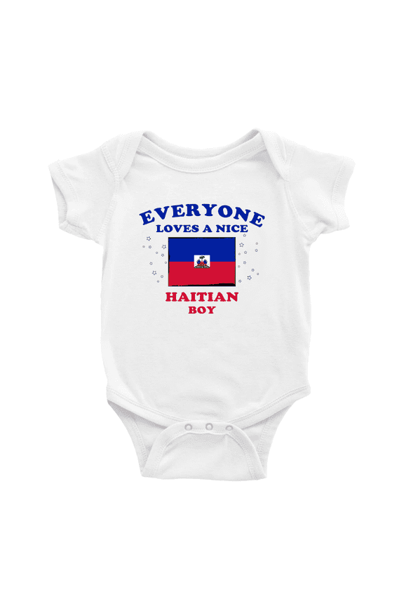 Everyone Loves a Nice Haitian Boy Baby Bodysuit Newborn Clothes Outfits (White, 18-24 Months)