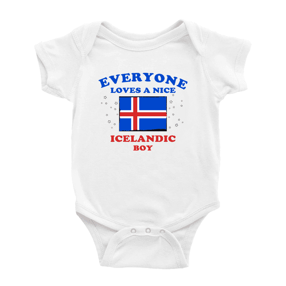 Everyone Loves a Nice Icelandic Boy Cute Baby Bodysuit (White, 0-3 Months)