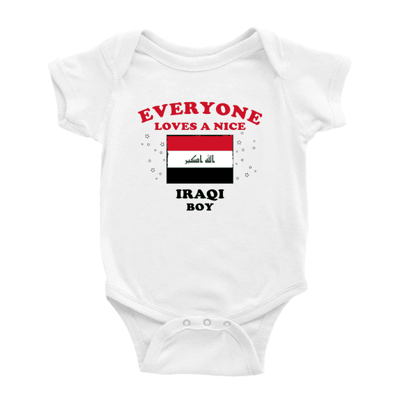 Everyone Loves a Nice Iraqi Boy Cute Baby Romper Bodysuit For Boy Girl (White, 18-24 Months)