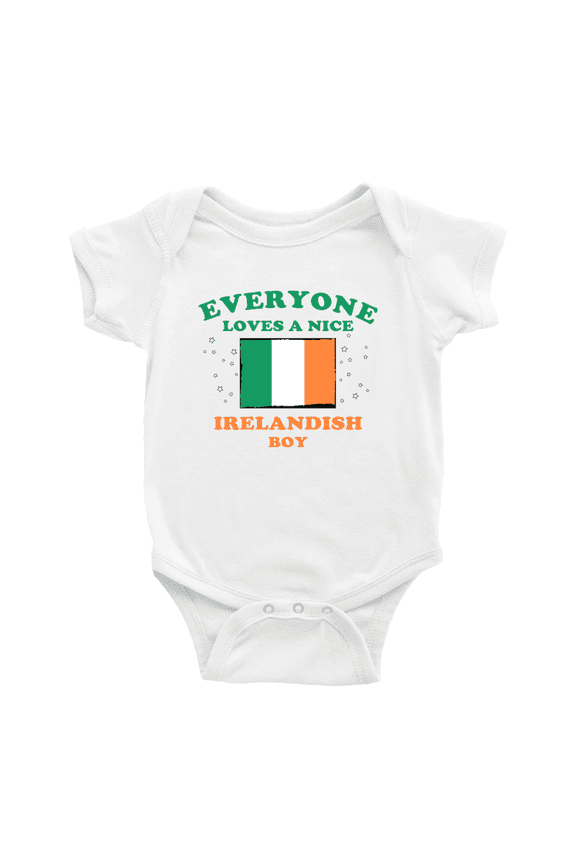 Everyone Loves a Nice Irelandish Boy Cute Baby Rompers Baby Bodysuit (White, 6-12 Months)