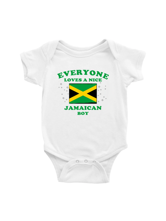 Everyone Loves a Nice Jamaican Boy Cute Baby Bodysuit Romper (White, 3-6 Months)
