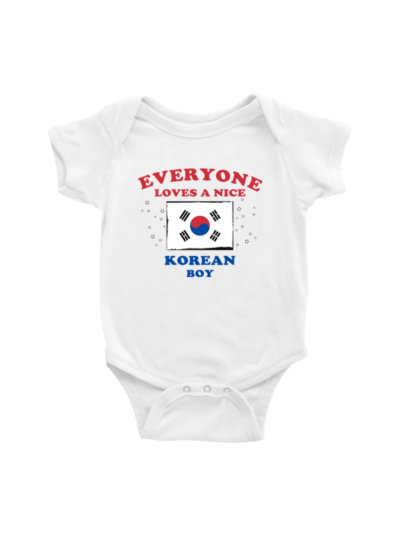 Everyone Loves a Nice Korean Boy Baby Bodysuit Newborn Clothes Outfits (White, 0-3 Months)