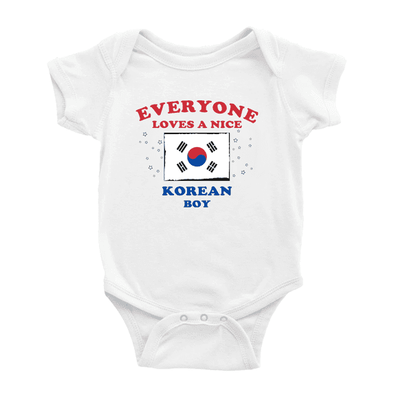 Everyone Loves a Nice Korean Boy Baby Bodysuit Newborn Clothes Outfits (White, 12-18 Months)