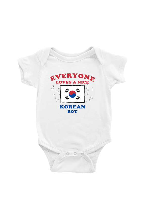 Everyone Loves a Nice Korean Boy Baby Bodysuit Newborn Clothes Outfits (White, 18-24 Months)