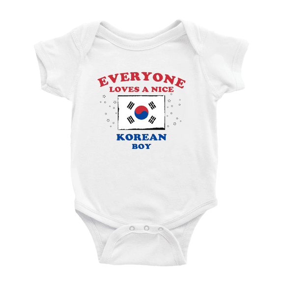 Everyone Loves a Nice Korean Boy Baby Bodysuit Newborn Clothes Outfits (White, 6-12 Months)