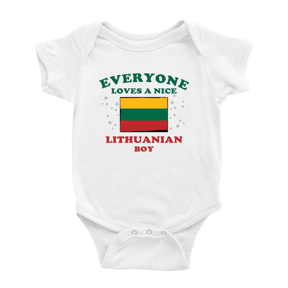 Everyone Loves a Nice Lithuanian Boy Cute Baby Rompers Baby Bodysuit (White, 0-3 Months)