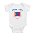 thumbnail image 1 of Everyone Loves a Nice Mongolian Boy Cute Baby Jumpsuits (White, 0-3 Months), 1 of 5