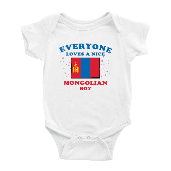 Everyone Loves a Nice Mongolian Boy Cute Baby Jumpsuits (White, 0-3 Months)