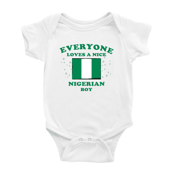 Everyone Loves a Nice Nigerian Boy Cute Baby Romper Bodysuit For Boy Girl (White, 18-24 Months)