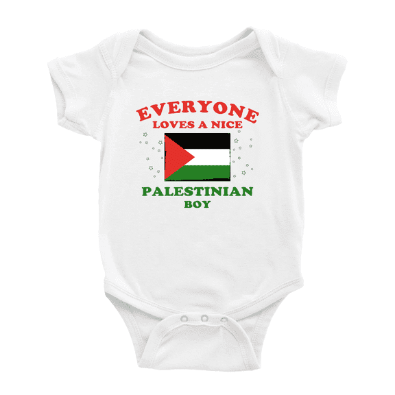 Everyone Loves a Nice Palestinian Boy Cute Baby Bodysuit Newborn Clothes Outfits (White, 0-3 Months)