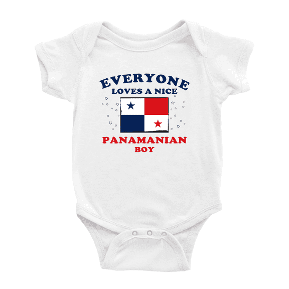Everyone Loves a Nice Panamanian Boy Cute Baby Bodysuit Romper (White, 6-12 Months)