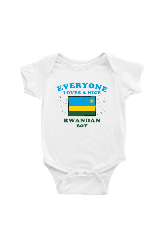 Everyone Loves a Nice Rwandan Boy Baby Rompers Baby Bodysuit (White, 6-12 Months)