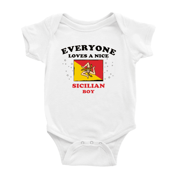 Everyone Loves a Nice Sicilian Boy Cute Baby Bodysuits Newborn Clothes (White, 0-3 Months)