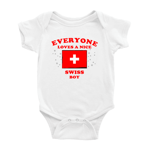 Everyone Loves a Nice Swiss Boy Cute Baby Bodysuits (White, 0-3 Months)