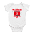 thumbnail image 1 of Everyone Loves a Nice Tunisian Boy Cute Baby Bodysuit (White, 3-6 Months), 1 of 5
