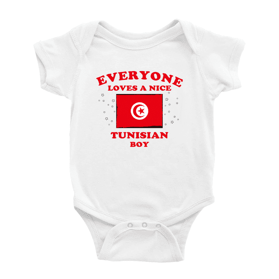 Everyone Loves a Nice Tunisian Boy Cute Baby Bodysuit (White, 3-6 Months)
