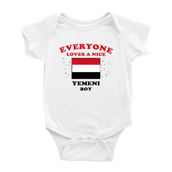 Everyone Loves a Nice Yemeni Boy Baby Bodysuit Newborn Clothes Outfits (White, 18-24 Months)