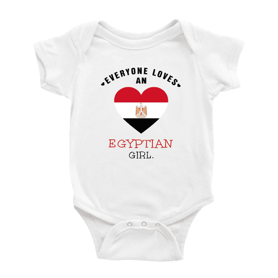 Everyone Loves an Egyptian Girl Baby Bodysuits (White, 6-12 Months)