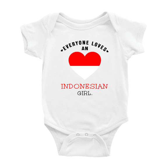 Everyone Loves an Indonesian Girl Baby Bodysuits Newborn Clothes (White, 0-3 Months)