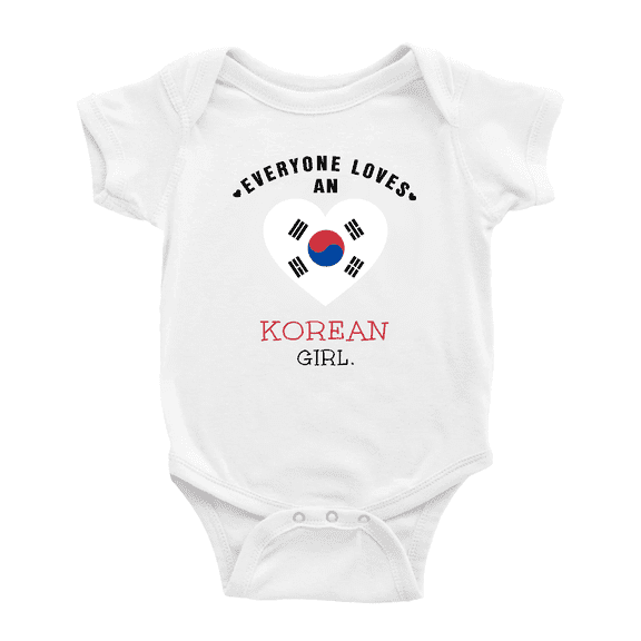 Everyone Loves an Korean Girl Baby Bodysuit Newborn Clothes Outfits (White, 12-18 Months)