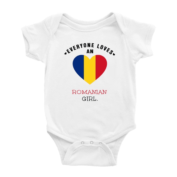 Everyone Loves an Romanian Girl Baby Bodysuits Newborn Clothes (White, 12-18 Months)