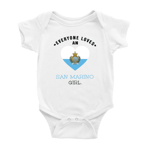 Everyone Loves an San Marino Girl Baby Bodysuits Newborn Clothes (White, 6-12 Months)