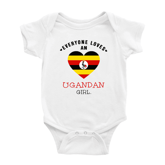 Everyone Loves an Ugandan Girl Baby Bodysuit Newborn Clothes Outfits (White, 12-18 Months)