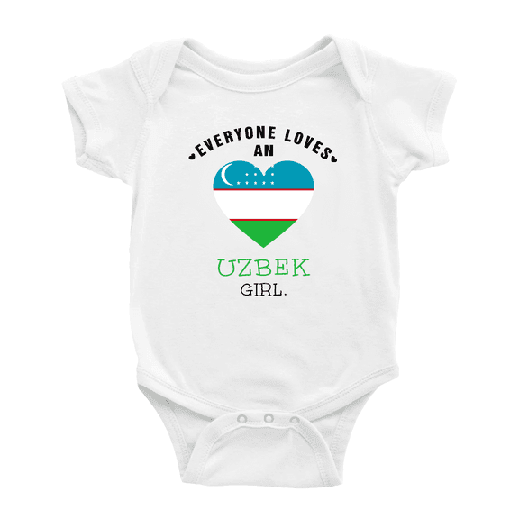 Everyone Loves an Uzbek Girl Baby Bodysuit Baby Clothes (White, 3-6 Months)