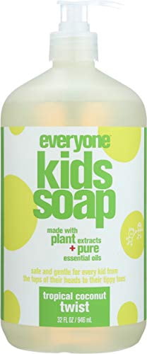 Everyone 3-in-1 Soap for Every Kid Safe, Gentle and Natural Shampoo, Body Wash, and Bubble Bath, Tropical Coconut Twist