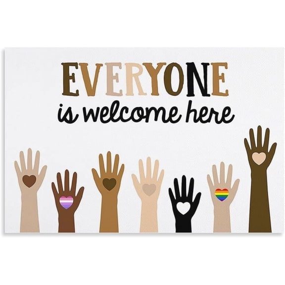 Everyone Is Welcome Here Classroom Decor Educational Wall Art Posters,children Hands,Human Equality Poster Decorative Wall Art Posters for Room Aesthetic poster