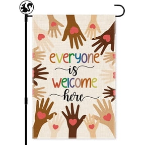 Everyone Is Welcome Here Garden Flag, Double Sided Outdoor Farmhouse Lawn Yard Flag Decor, Equality Diversity Flag, Subtle Pride Ally Flags, LGBTQ Gifts, Trans Rights Flags, Pride Month Gifts
