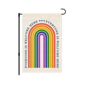 Everyone Is Welcome Here Garden Flag, Double Sided Rainbow Outdoor Decor Yard Flag Gifts, Equality Diversity Flag, Subtle Pride Ally Flags, LGBTQ Gifts, Trans Rights Flags, Pride Month Gifts