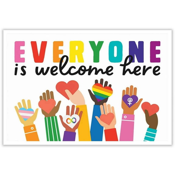 Everyone Is Welcome Here Posters Inclusion Racism Equality Prints Painting Inspirational Diversity Wall Decor Colorful Wall Art Equity Themed Paintings Wall Art poster