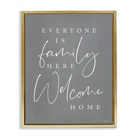 Stupell Industries Everyone is Family Here Gold Framed Floater Canvas Wall Art, design by Lux + Me Designs