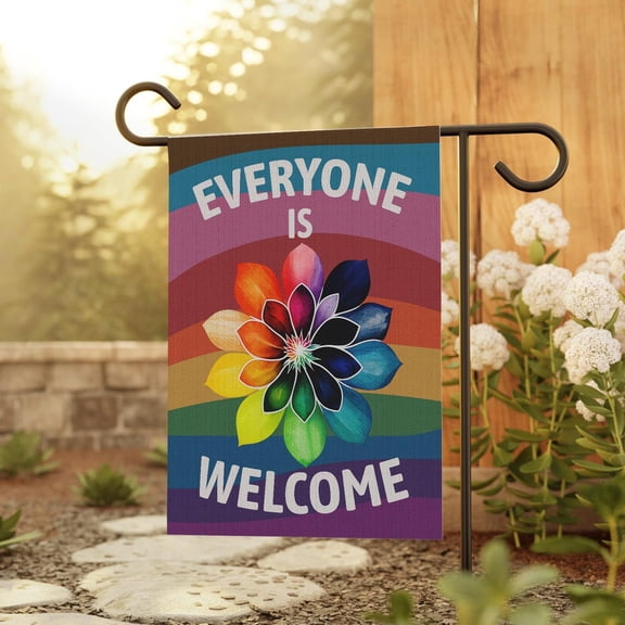 Everyone is Welcome Garden Flag, Quilting Flag, Diversity Home Decor, Inclusive Message Flag, LGBTQ Pride Flag, Community Garden Flag