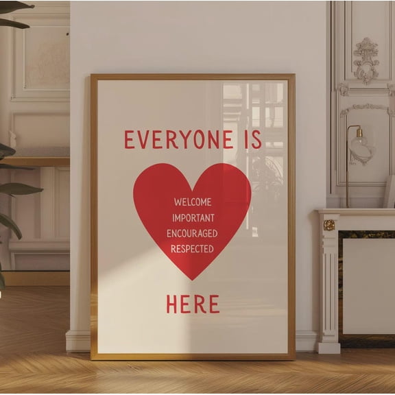 Everyone is Welcome Here Print, Diversity Inclusion Poster, School Counselor Decor, Therapy Office Wall Art